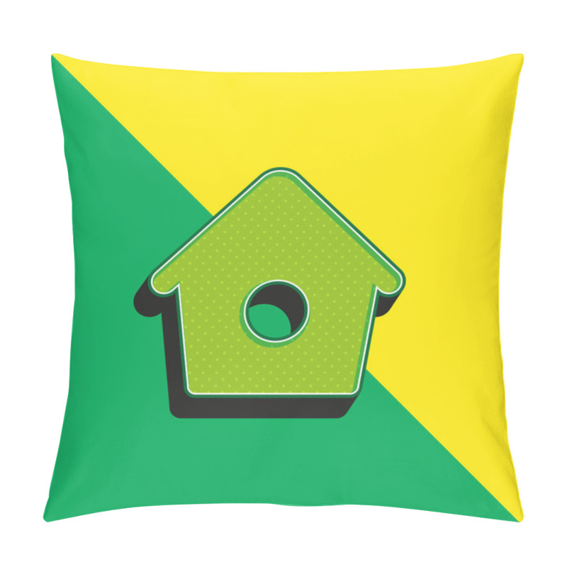 Personality  Bird Home With Small Hole Green And Yellow Modern 3d Vector Icon Logo Pillow Covers