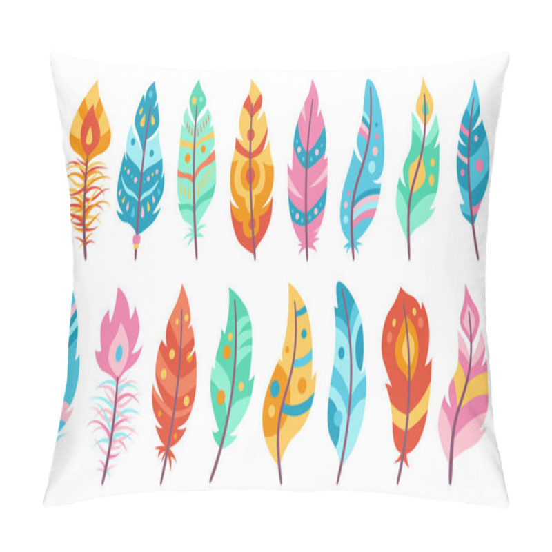 Personality  Boho Feather Cartoon Set Bird Ethnic Bohemian Pillow Covers