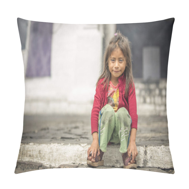 Personality  Chichicastenango, Guatemala, 27th February 2020: Mayan Girl At The Traditional Market Pillow Covers