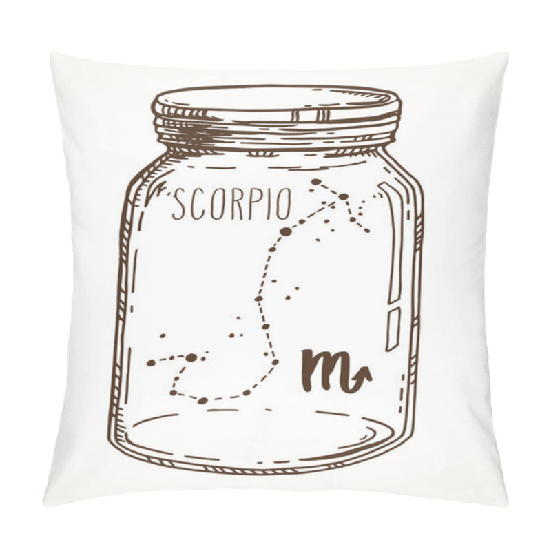 Personality  Scorpio Zodiac Sign Hand Drawn Constellation In A Mason Jar Pillow Covers