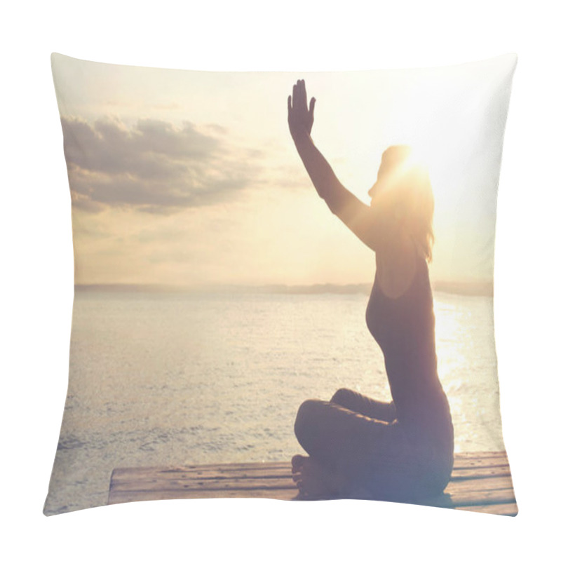 Personality  Woman In Prayer Is In Harmony With Itself And The Surrounding Nature Pillow Covers