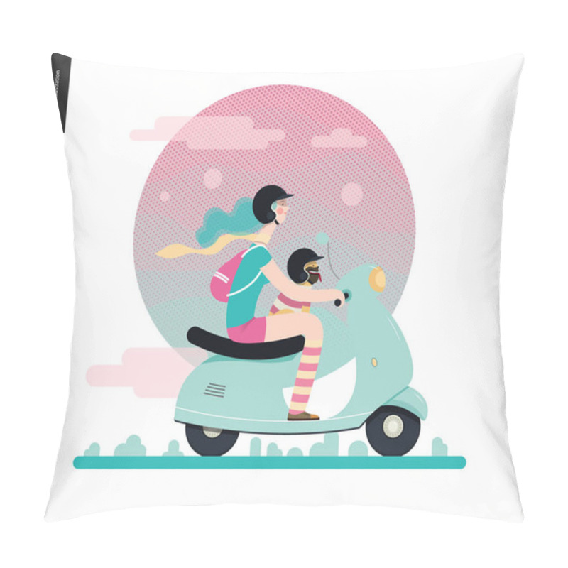 Personality  Girl On A Scooter Pillow Covers