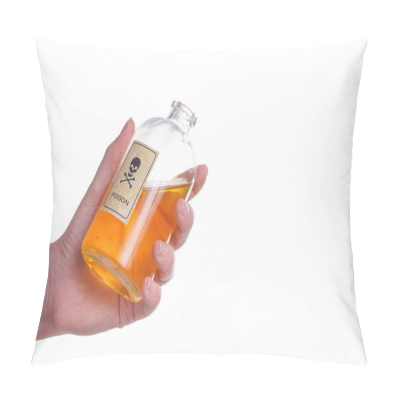 Personality  Hands Holding A Bottle Of Poison. Pillow Covers