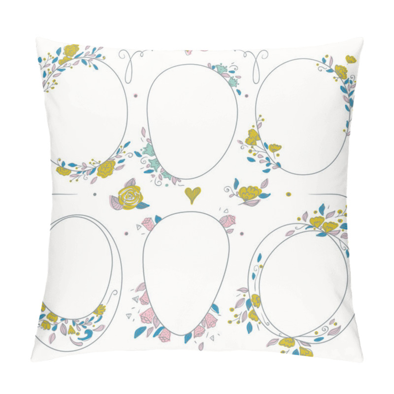 Personality  Vector Romantic Set Of Circle Floral Borders. Pillow Covers