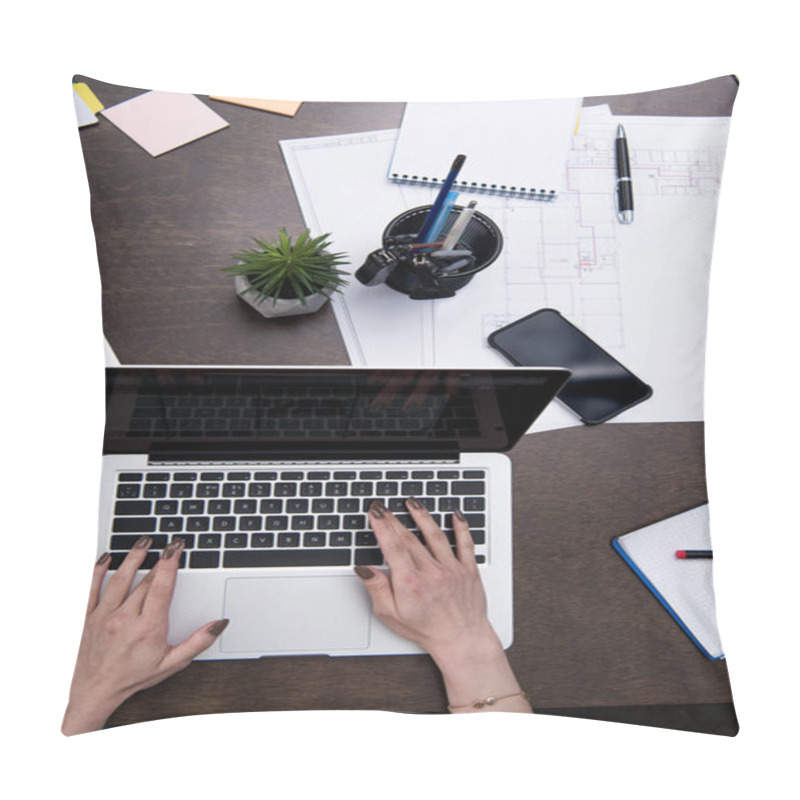 Personality  Businesswoman Working At Workspace Pillow Covers