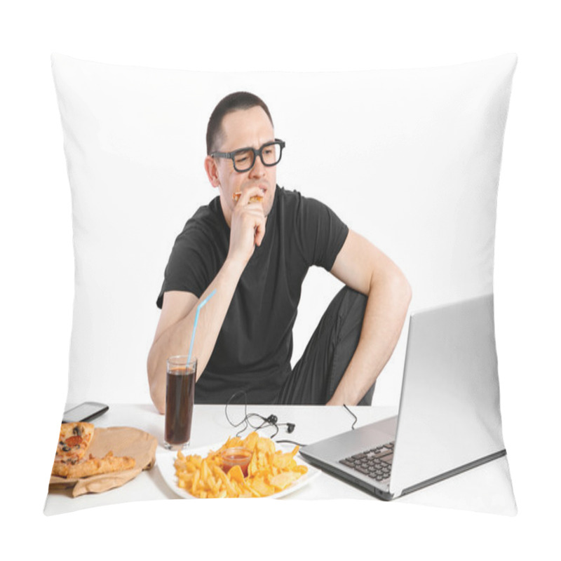 Personality  Man Working At The Computer  Pillow Covers