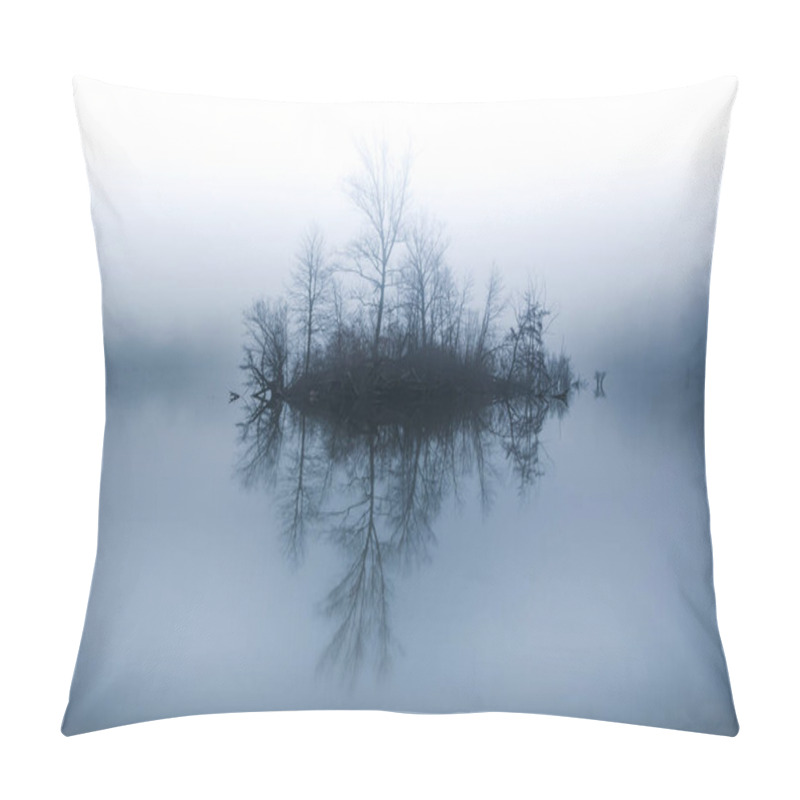 Personality  Mystical Landscape Of An Island On A Lake, Blue Background  Pillow Covers