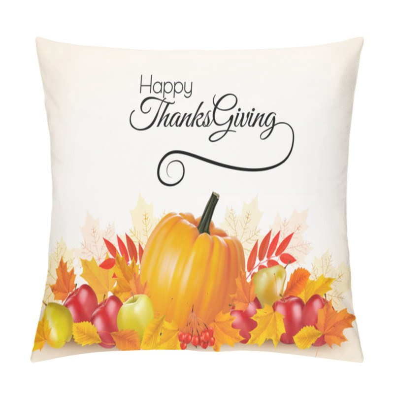 Personality  Thanksgiving Background With Autumn Fruit And Leaves. Vector. Pillow Covers