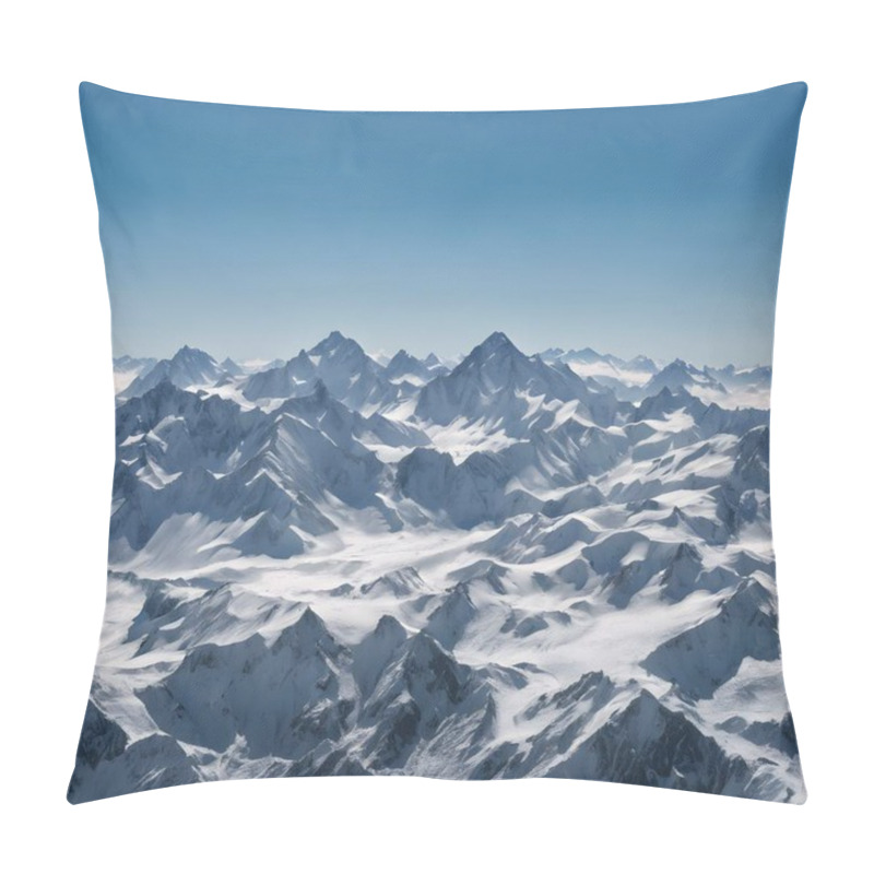 Personality  Majestic Snow-Capped Mountains Against A Clear Blue Sky Pillow Covers