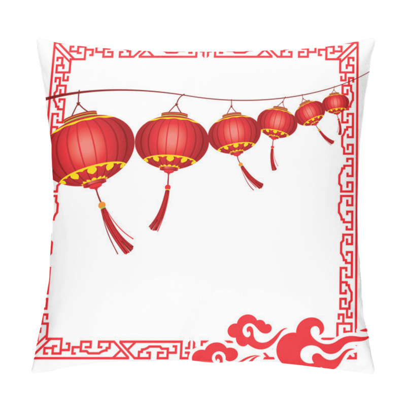 Personality  String Of Bright Hanging Red Chinese Lanterns Decorations Pillow Covers