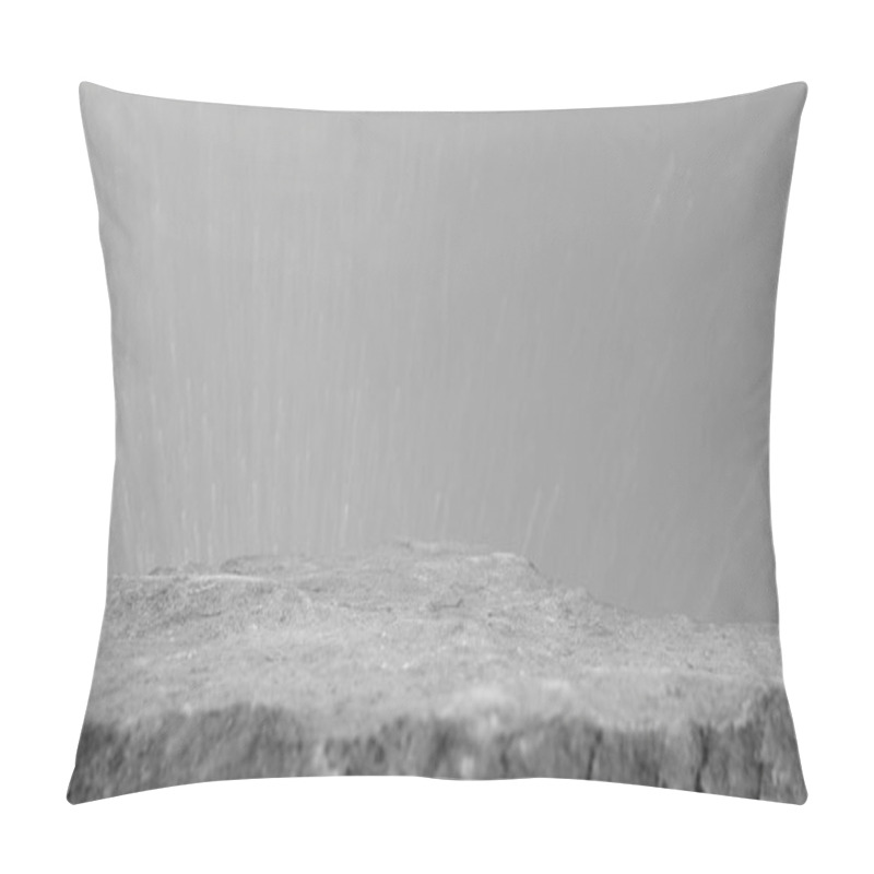 Personality  A Rock Shelf For A Product Display, Showing An Acute Angle With A Middle Shallow Depth To The Stone Surface With A Depiction Of An Explosion. Pillow Covers