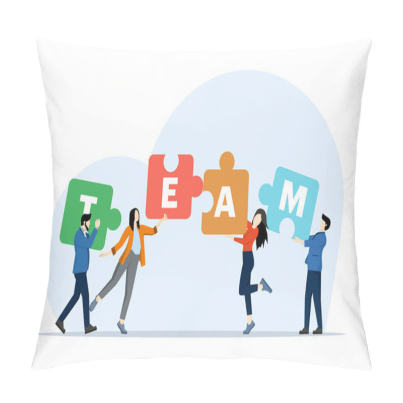 Personality  Concept Of Problem Solving, Management, Smart Planning, Colleagues Designing Effective Solutions To Work Problems, Team Of Business People Or Business Partners Putting Together A Jigsaw Puzzle. Pillow Covers