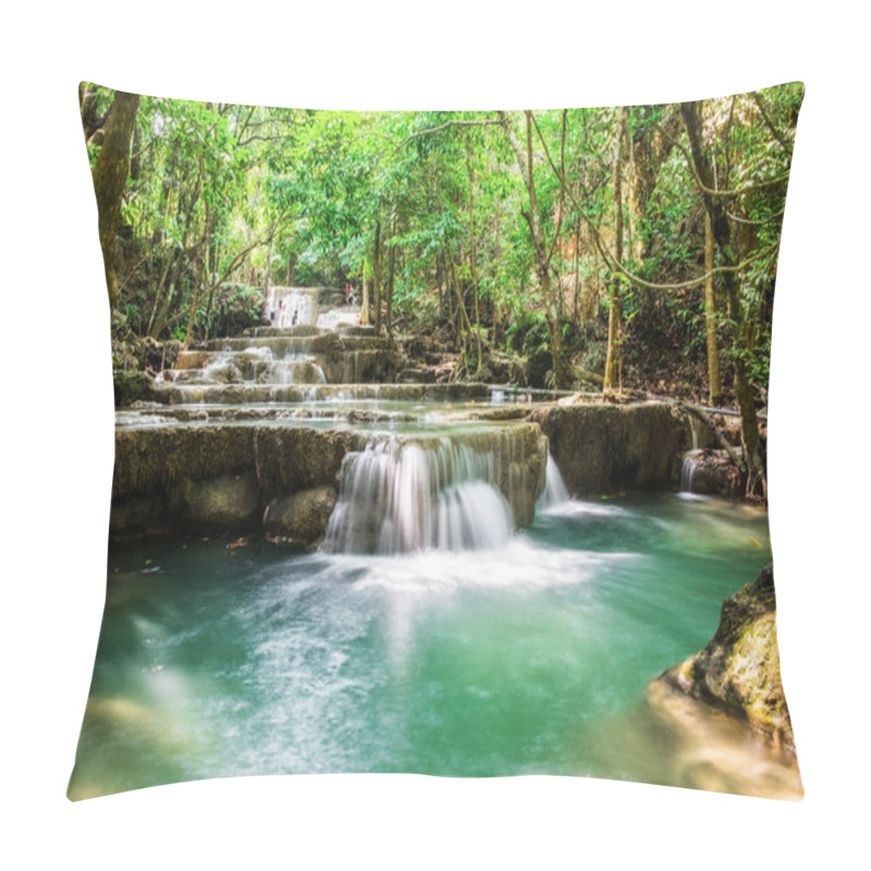 Personality  Waterfall Tropical Rain Forest At Huai Mae Khamin National Park,kanchanaburi,thailand Pillow Covers