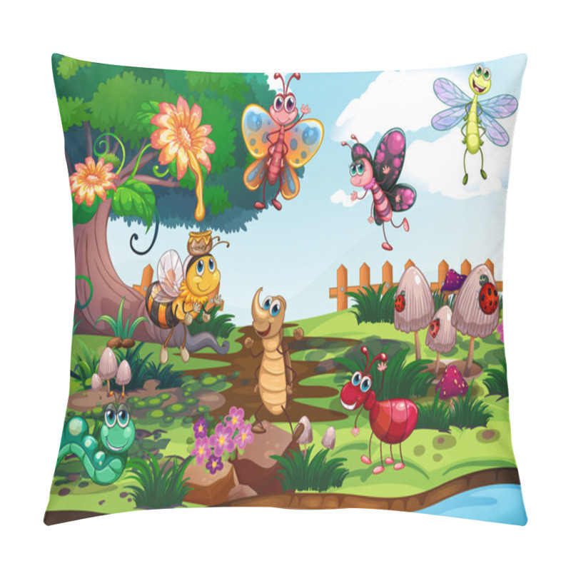 Personality  Butterflies And Bugs In The Garden Pillow Covers