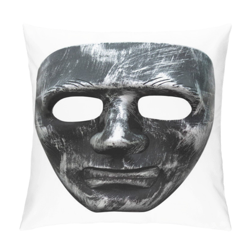 Personality  Halloween Concept. Scary Mask. Killer. Maniac. Is Isolated On A White Background. Horror Pillow Covers