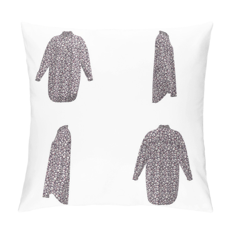 Personality  Black And White Floral Patterned Long Shirt. Four Views Of Stylish Design. High Quality Illustration Pillow Covers