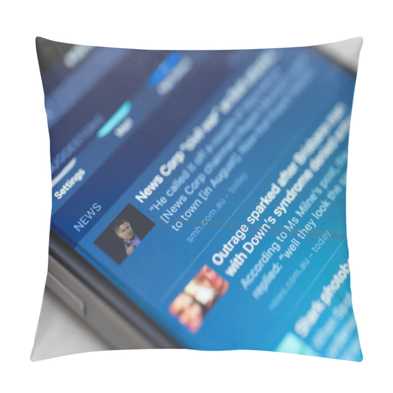 Personality  Snippets Of News On IPhone Running IOS 9 Pillow Covers