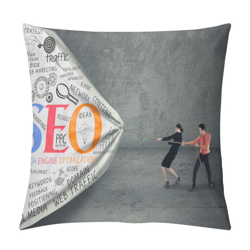 Personality  Business Strategy With Seo Concept Pillow Covers