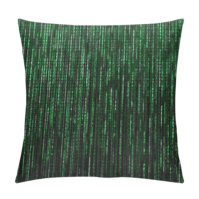 Personality  Digital Drawn Sketch Photo Sketch Network Green Binary Matrix Pillow Covers