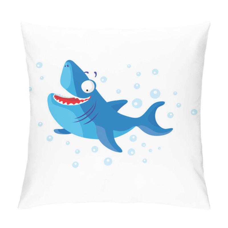 Personality  Cute Shark Isolated. T-Shirt Design For Children. Pillow Covers