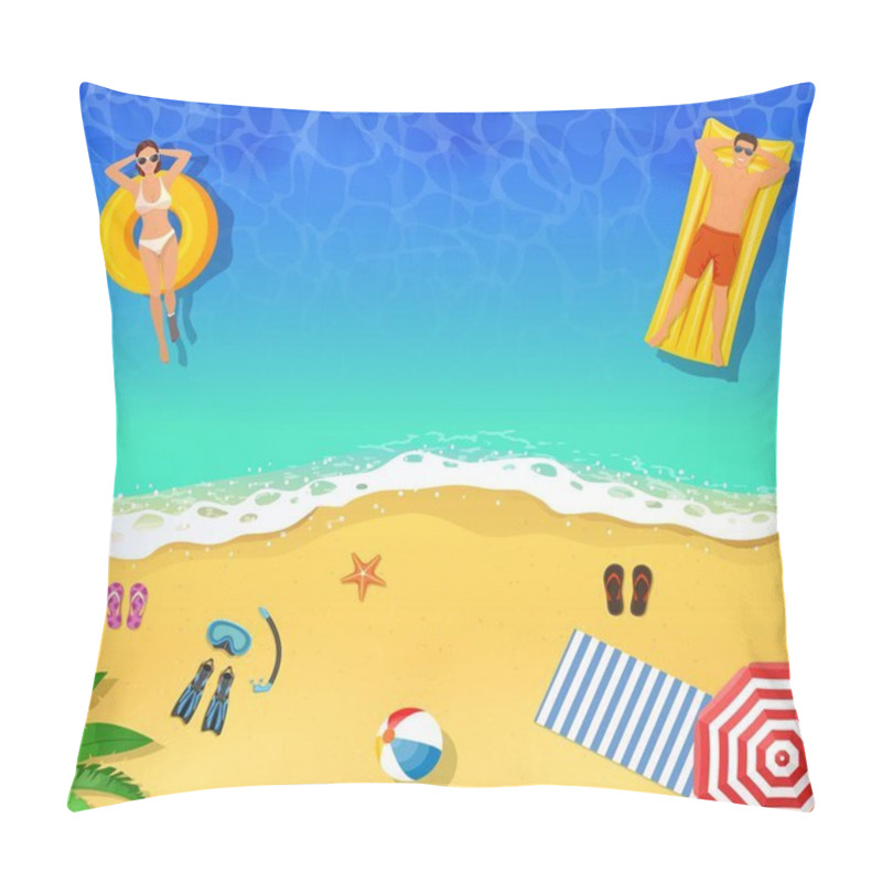 Personality  Top View Summer Tropical Banner. Pillow Covers