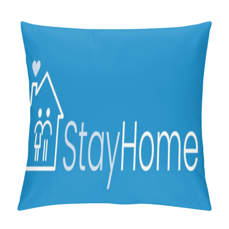 Personality  Stay At Home Slogan With House And Family Icons - Father, Mother, Child. Protection Campaign From Coronavirus, COVID-19. Stay Home Text, Hash Tag. Coronavirus Protection Logo. Vector Illustration Pillow Covers