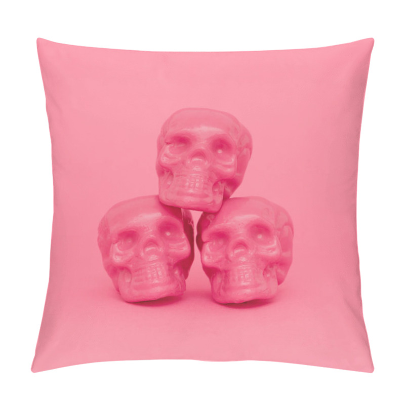 Personality  Pink Mood. Skull. Pink Colours Trend. Fashion Minimal Art Pillow Covers