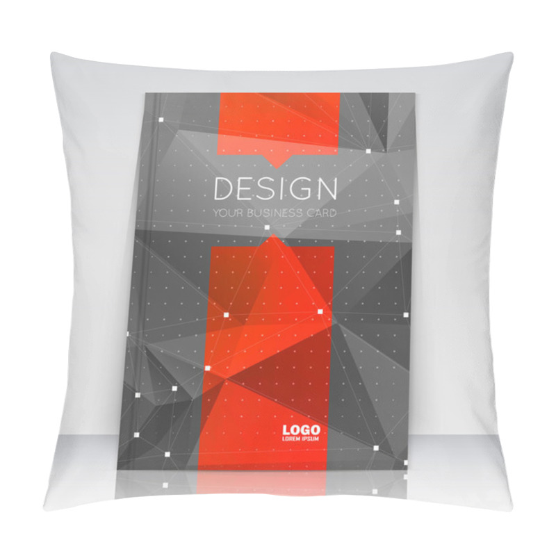 Personality  Abstract Composition. Black, Red Font Texture. Perforated Dots Construction. Text Frame. A4 Brochure Title Sheet. Creative Figure Icon. Commercial Logo Surface. Pointed Banner Form. Dark Flier Fiber Pillow Covers