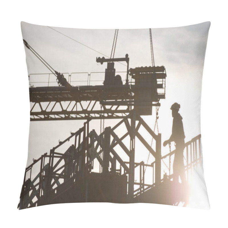 Personality  Silhouette Of Construction Worker On Construction Site, France Pillow Covers