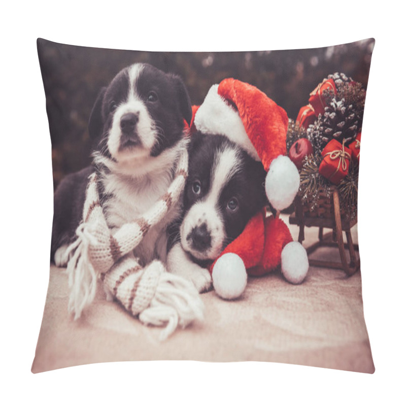 Personality  Funny Corgi Puppy Dogs In Santa Hat Pillow Covers