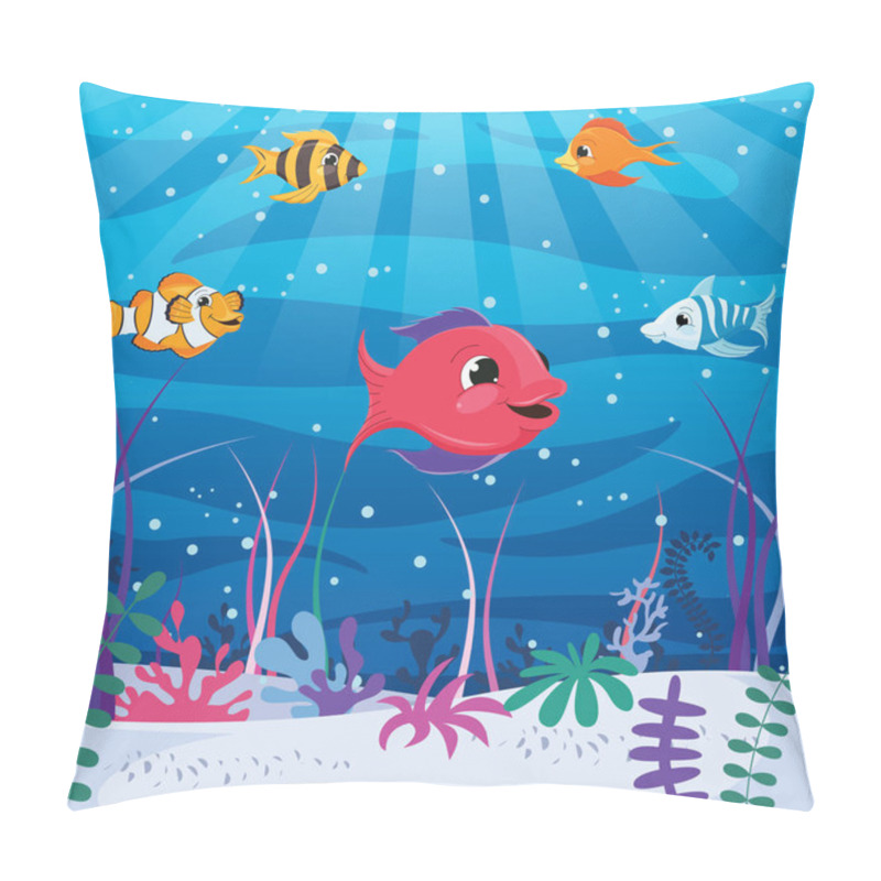 Personality  Vector Illustration Of Underwater World Pillow Covers