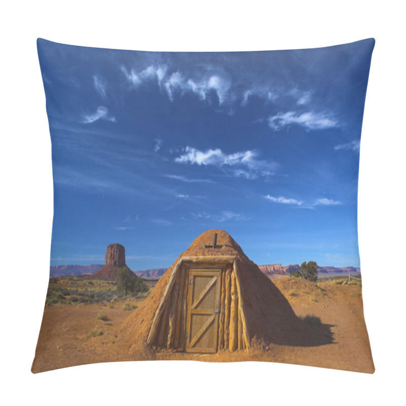 Personality  Hogan, Traditional Navajo Red Clay House Pillow Covers