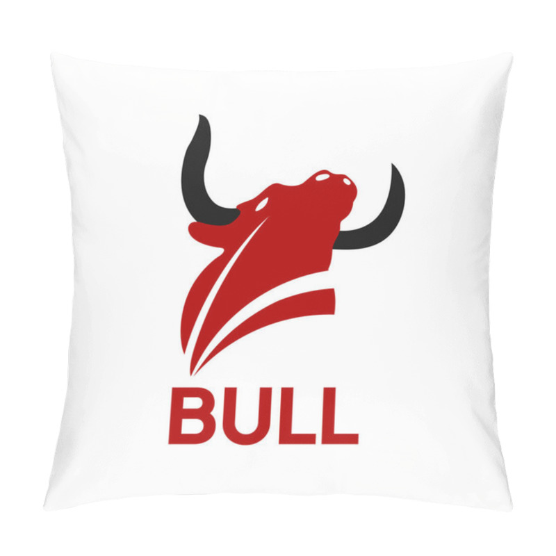 Personality  Bull Head Logo Design. Creative Bull Horns Symbol. Vector Illustration. Pillow Covers