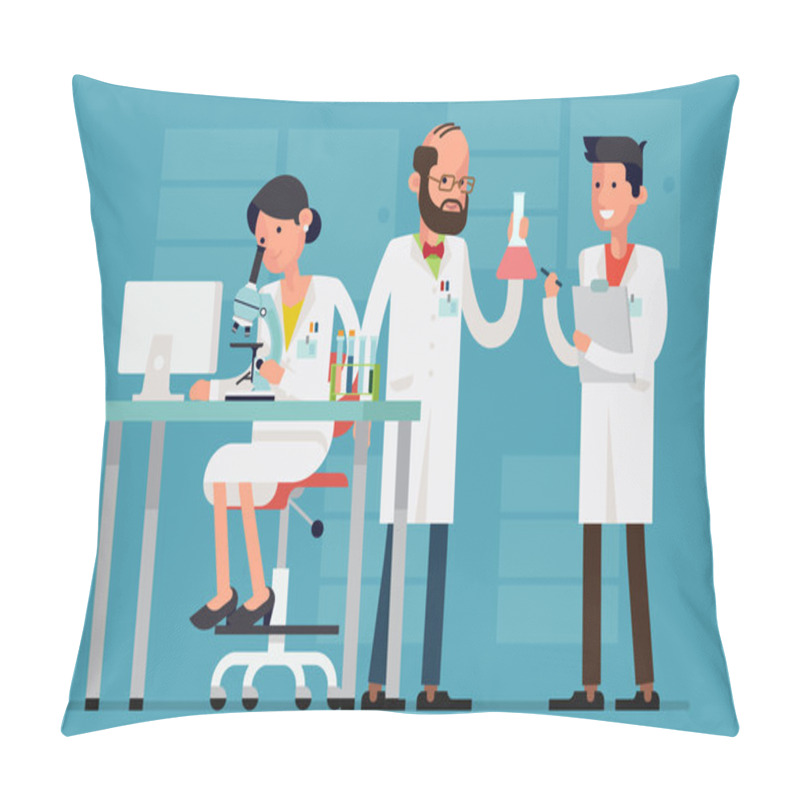 Personality  Scientist Characters At Work Pillow Covers