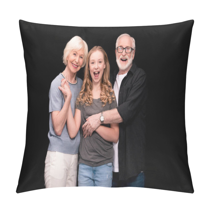 Personality  Grandparents With Cute Granddaughter  Pillow Covers