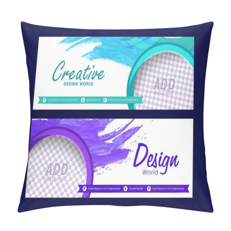 Personality  Social Media Banner Or Header Design Set With Copy Space In Abstract Brush Stroke Effect. Pillow Covers