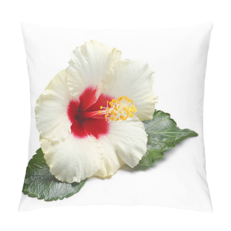 Personality  Beautiful Tropical Hibiscus Flower On White Background Pillow Covers