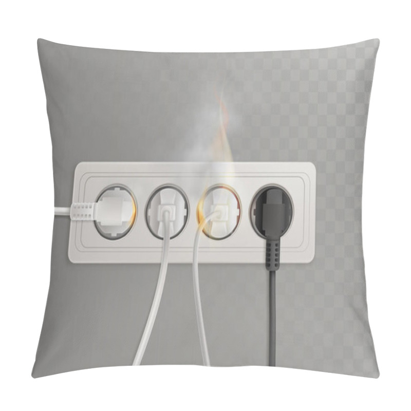 Personality  Burning Electrical Outlet With Power Plugs Vector Pillow Covers