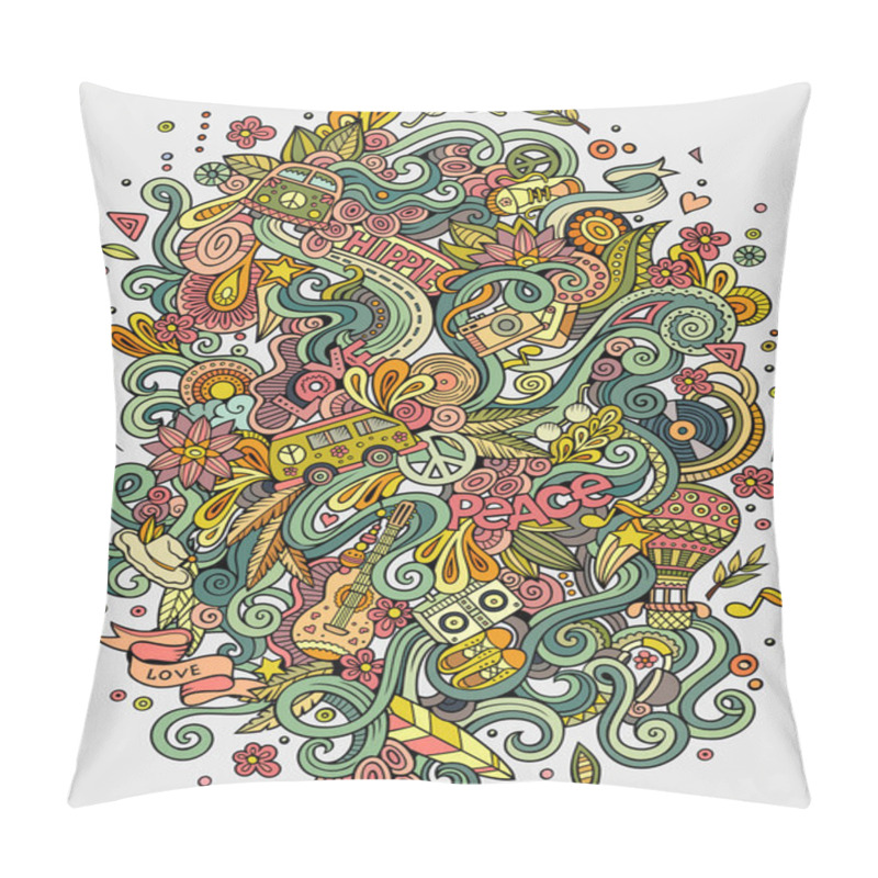 Personality  Cartoon Hand-drawn Doodles Hippie Illustration Pillow Covers