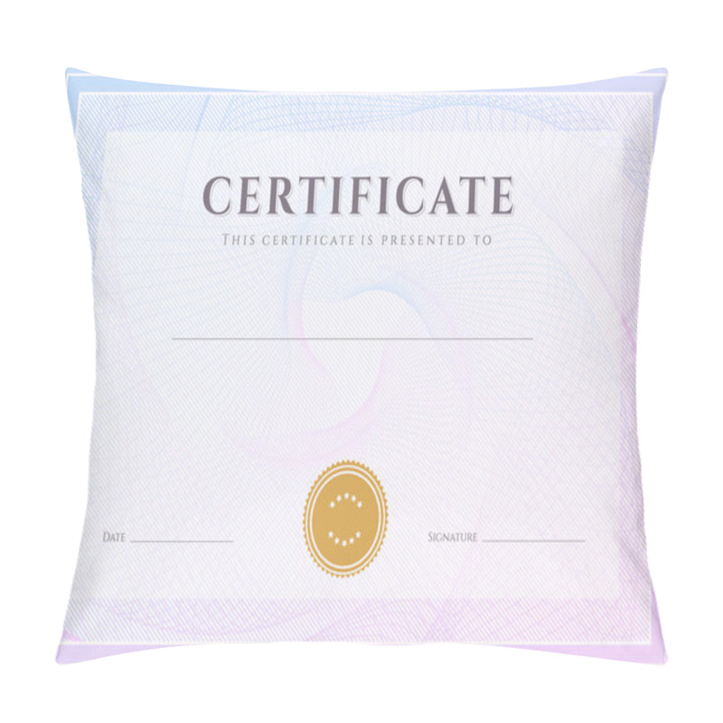 Personality  Certificate, Diploma Of Completion (design Template, Background) With Guilloche Pattern (watermark), Border, Frame. Useful For: Certificate Of Achievement, Certificate Of Education, Awards, Winner Pillow Covers