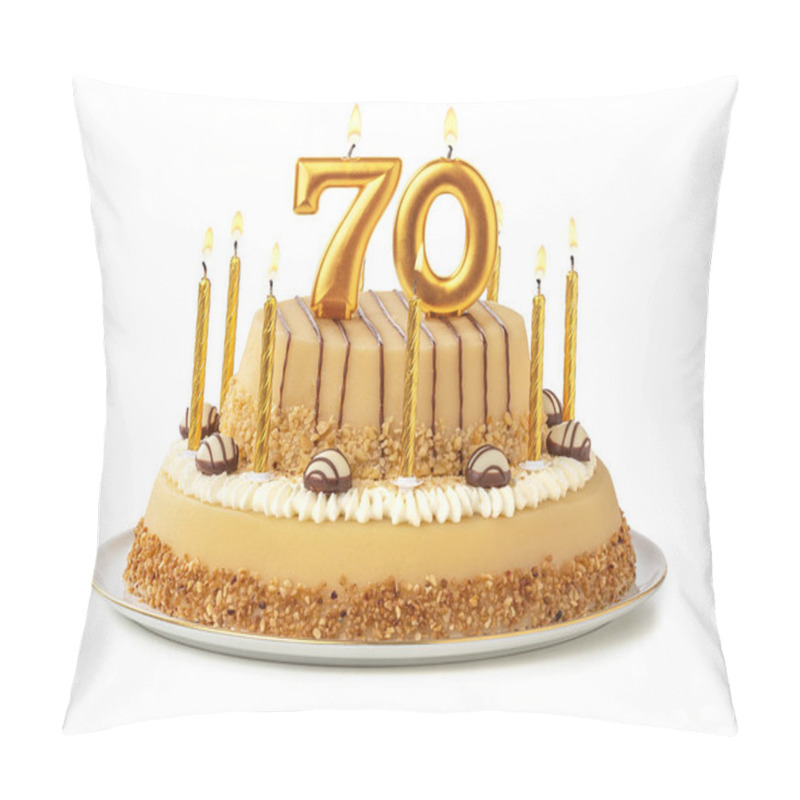 Personality  Festive Cake With Golden Candles - Number 70 Pillow Covers