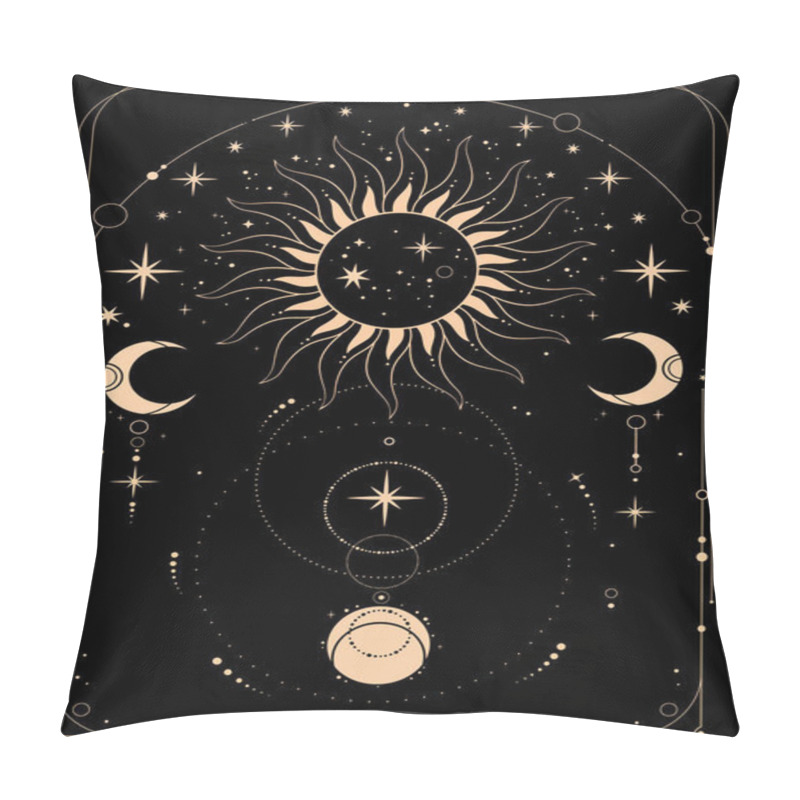 Personality  Gold Esoteric Composition Of Cosmic Elements Pillow Covers