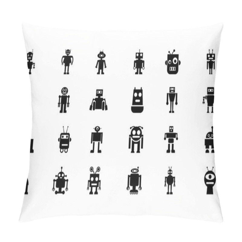 Personality  Robots Vector Icons 4 Pillow Covers