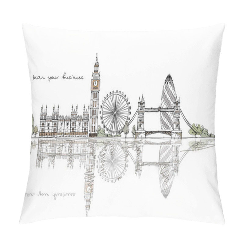 Personality  Sketch Collection Of Capitals, London Illustration Pillow Covers