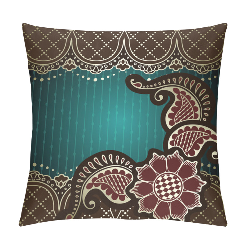 Personality  Elegant Green & Gold Background Inspired By Indian Mehndi Designs Pillow Covers