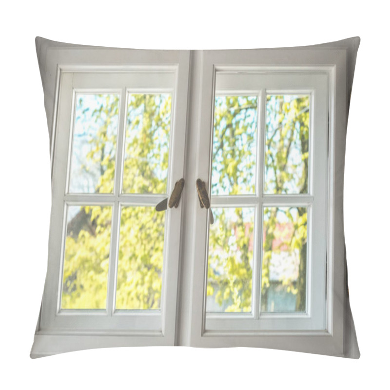 Personality  Wooden Window With Sunny Garden View - Looking Through Old Doubl Pillow Covers