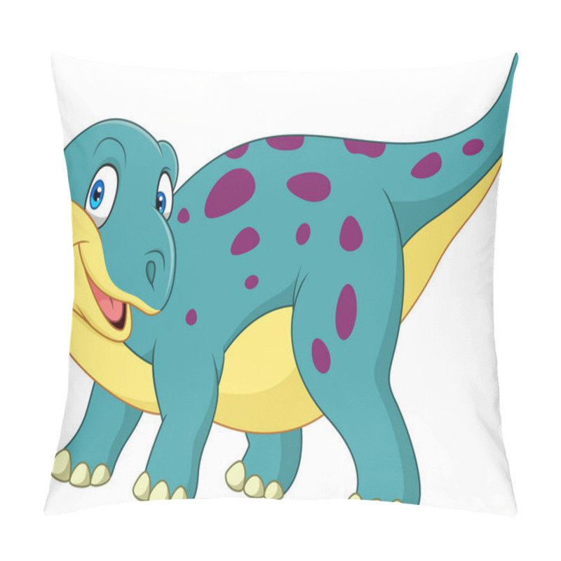 Personality  Vector Illustration Of Cartoon Happy Dinosaur Pillow Covers