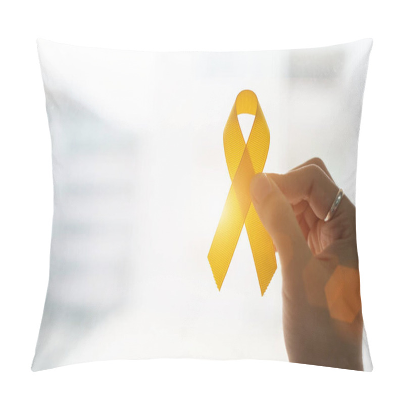 Personality  Suicide Prevention And Childhood Cancer Awareness, Yellow Ribbon Pillow Covers