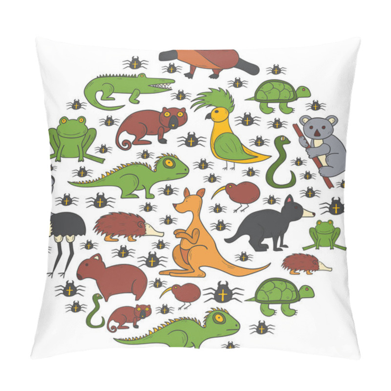 Personality  Vector Cartoon Hand Drawn Australian Animals Background Pillow Covers