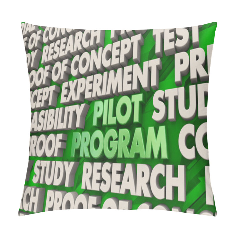 Personality  Pilot Program Preliminary Limited Test Experiment Words 3d Render Illustration Pillow Covers